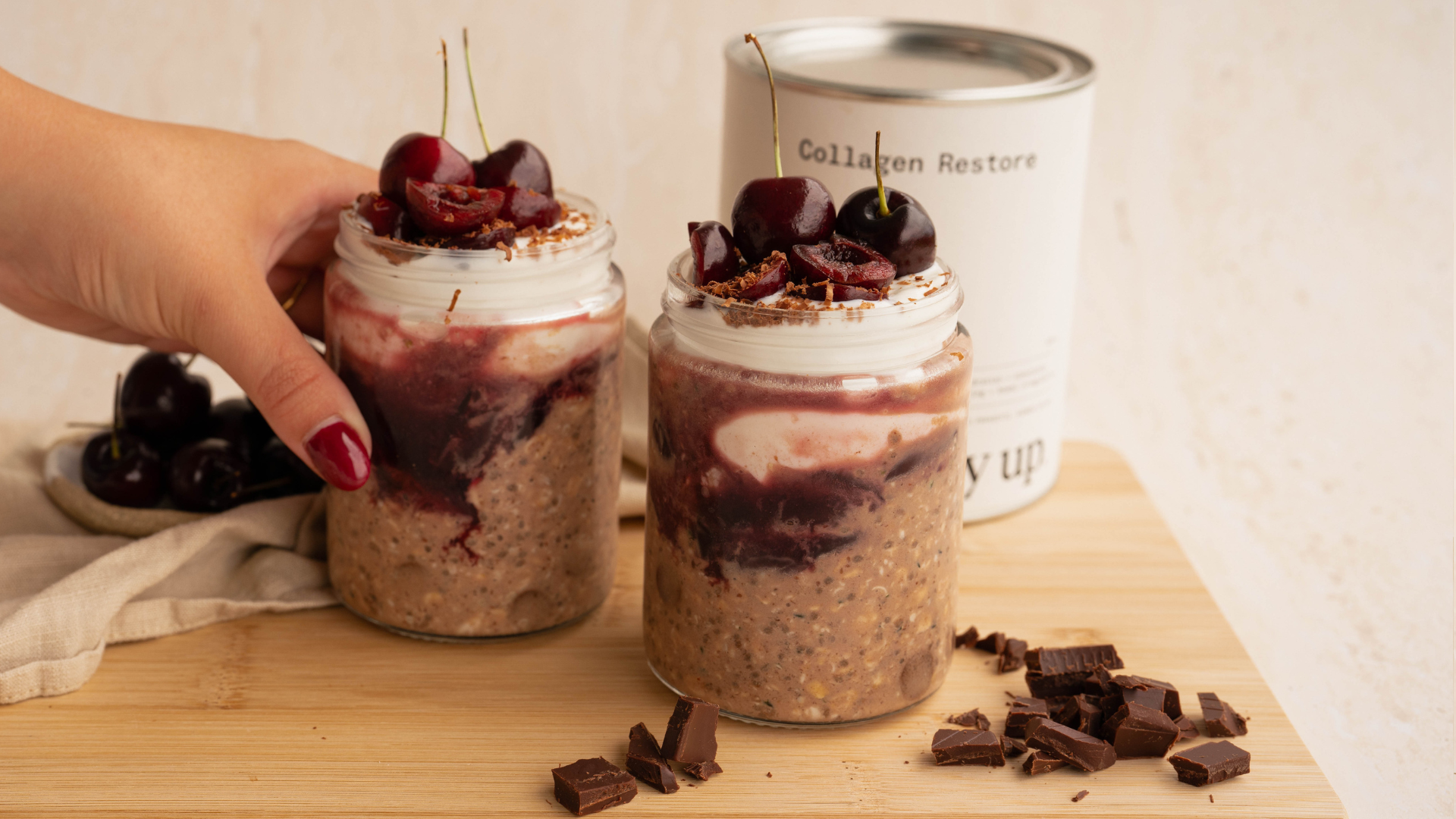 Black Forest Collagen Overnight Oats